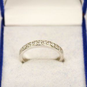 925 Sterling Silver CZ Signed H Eternity Stackable Ring Band